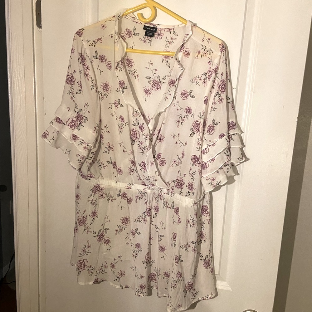 White floral chiffon blouse